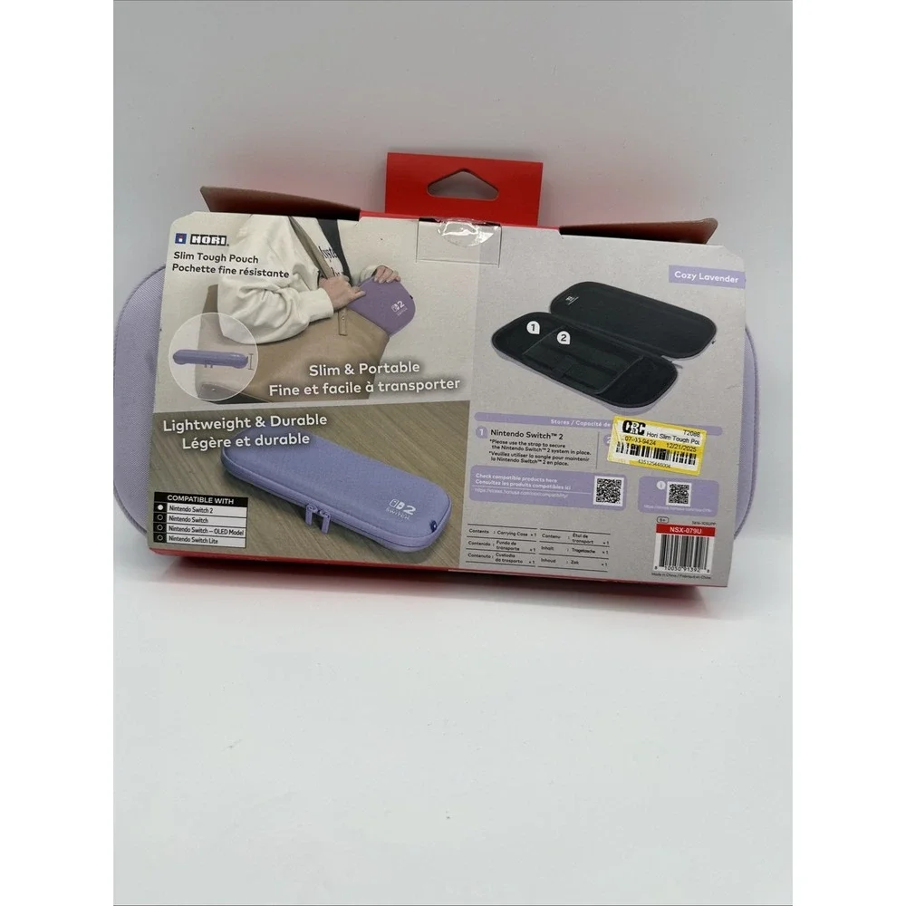HORI Slim Tough Pouch for Nintendo Switch 2 in Cozy Lavender New